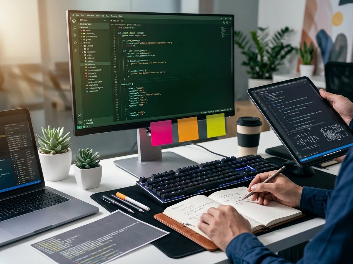 Full stack web developer writing custom code for client website
