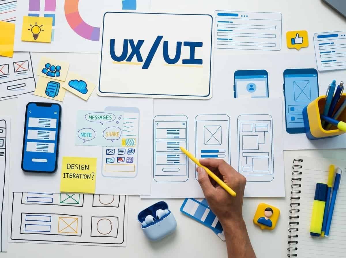 UX UI design wireframes and mobile app layout sketches by Dropnad design team