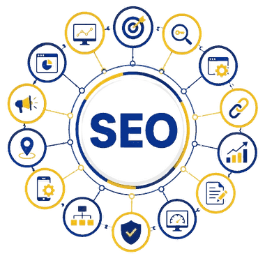 SEO strategy and optimization with digital marketing elements